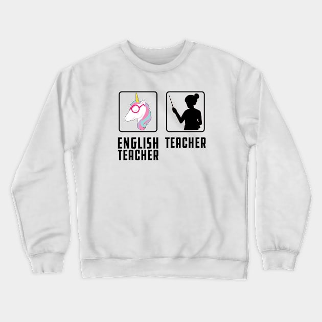 English Teacher Unicorn Crewneck Sweatshirt by KC Happy Shop